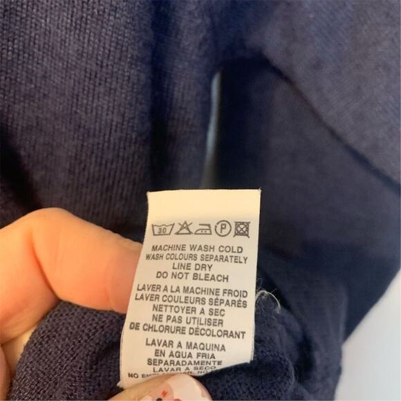 Vintage Linea Uomo Men's 2XL Navy Wool Blend Crewneck Sweater Pullover - Picture 7 of 9